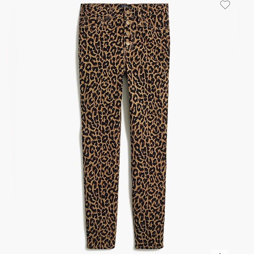 New JCREW  Leopard  high-rise skinny jean with button fly